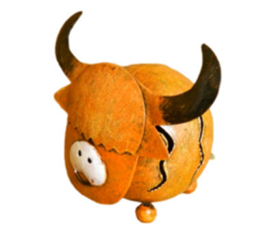 Metal Standing Highland Cow Animal Tea Light Candle Holder - image 1