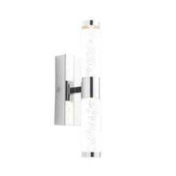 Luminosa Lighting Luminosa Essence Led 2 Light Bathroom Wall Chrome, Acrylic With Bubbles Ip44 - thumbnail 2