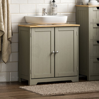 Lassic Bath Vida Priano Grey 2 Door Under Sink Bathroom Cabinet Freestanding Under Basin Storage - image 1