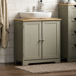 Lassic Bath Vida Priano Grey 2 Door Under Sink Bathroom Cabinet Freestanding Under Basin Storage - thumbnail 1