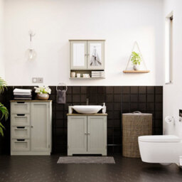 Lassic Bath Vida Priano Grey 2 Door Under Sink Bathroom Cabinet Freestanding Under Basin Storage - thumbnail 4