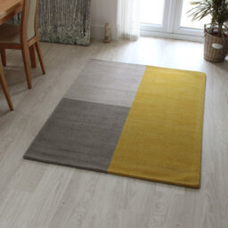 Mustard Geometric Handmade Luxurious Modern Wool Rug Easy To Clean Living Room And Bedroom-160Cm X 230Cm - thumbnail 1