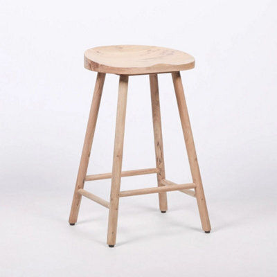 70Cm Tractor Style Acacia Wooden Saddle Seat Bar Stool - image 1