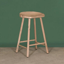 70Cm Tractor Style Acacia Wooden Saddle Seat Bar Stool - thumbnail 2
