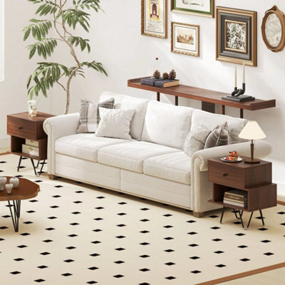 Bedroom 2 Pcs Sofa Side Tables Modern End Tables With Metal Legs - image 1