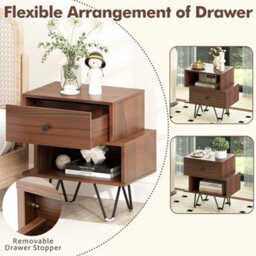 Bedroom 2 Pcs Sofa Side Tables Modern End Tables With Metal Legs - thumbnail 6
