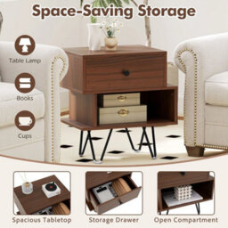 Bedroom 2 Pcs Sofa Side Tables Modern End Tables With Metal Legs - thumbnail 5