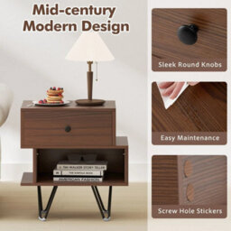 Bedroom 2 Pcs Sofa Side Tables Modern End Tables With Metal Legs - thumbnail 4