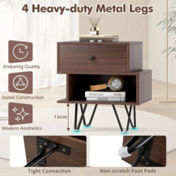 Bedroom 2 Pcs Sofa Side Tables Modern End Tables With Metal Legs - thumbnail 3