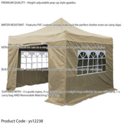 Loops Durable 3X3M Beige Pop-Up Gazebo With Waterproof Side Walls For Outdoor Events - thumbnail 2