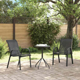 Berkfield Modern Garden Bistro Set 3 Pcs Black Steel - thumbnail 4