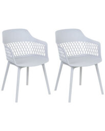 Beliani Set Of 2 Light Grey Dining Chairs With Ergonomic Backrest - thumbnail 3