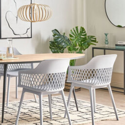 Beliani Set Of 2 Light Grey Dining Chairs With Ergonomic Backrest - thumbnail 2