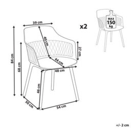 Beliani Set Of 2 Light Grey Dining Chairs With Ergonomic Backrest - thumbnail 5