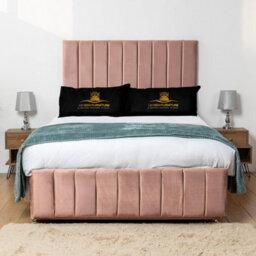UKBEDFURNITURE Falcon Pink Plush Divan Bed With 2 Foot End Drawers & 26 Inch Headboard - thumbnail 2