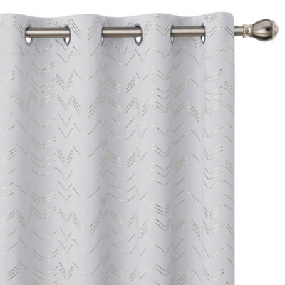 Deconovo Foil Printed Room Darkening Curtains Thermal Insulated Eyelet Curtains 66 X 72 Inch Greyish White 2 Panels - image 1