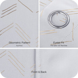 Deconovo Foil Printed Room Darkening Curtains Thermal Insulated Eyelet Curtains 66 X 72 Inch Greyish White 2 Panels - thumbnail 7