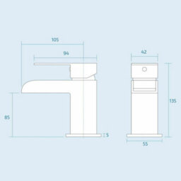 FNX Bathrooms Gloss White 400 Wall Hung Basin Sink Vanity Unit & Matt Black Waterfall Basin Tap & Handle - thumbnail 4