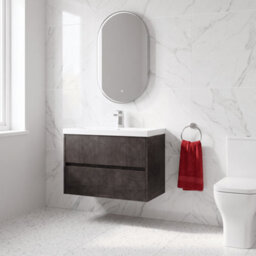 Balterley Chartley Contemporary 2 Drawer Wall Hung Vanity Unit With Thin Edge Basin, Metallic Slate, 800mm - thumbnail 2