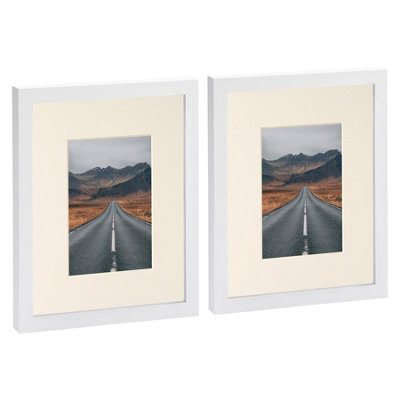 "Nicola Spring Photo Frames With 4"" X 6"" Mount - 8"" X 10"" - White/ivory - Pack Of 2" - image 1