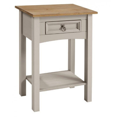 Mercers Furniture Corona Grey Wax 1 Drawer Console Table 1 Shelf Hallway Solid Wood Pine Wooden With Mexican Styling - image 1