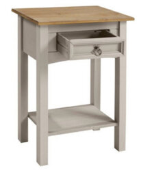 Mercers Furniture Corona Grey Wax 1 Drawer Console Table 1 Shelf Hallway Solid Wood Pine Wooden With Mexican Styling - thumbnail 3