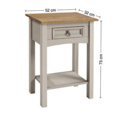 Mercers Furniture Corona Grey Wax 1 Drawer Console Table 1 Shelf Hallway Solid Wood Pine Wooden With Mexican Styling - thumbnail 5