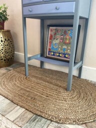 Second Nature Online Dhaka Rustic Oval Rug Hand Woven Mat With Natural Fibre Indian Jute Flat Pile - Large Medium Small & Runner Neutral Floor Covering - thumbnail 1