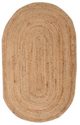 Second Nature Online Dhaka Rustic Oval Rug Hand Woven Mat With Natural Fibre Indian Jute Flat Pile - Large Medium Small & Runner Neutral Floor Covering - thumbnail 6