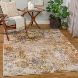 Livabliss Ankara-Abstract Grey Yellow Modern Marble Living Dining Bedroom Rug 140 X 200 Cm Easy Care, Non Shedding - thumbnail 2