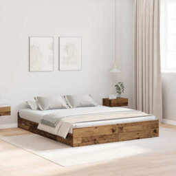 Berkfield Modern Storage Bed Frame Old Wood 140 X 200 Cm Engineered Wood - thumbnail 2
