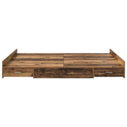 Berkfield Modern Storage Bed Frame Old Wood 140 X 200 Cm Engineered Wood - thumbnail 5