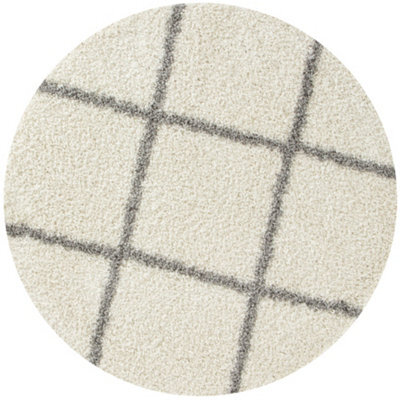 The Rugs Moroccan Shaggy Rugs And Runners Soft Fluffy Diamond Design High Pile Ivory And Grey Living Room Kitchen Hallway 500 - image 1