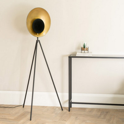 Valuelights Saffy Matt Black Metal Integrated Led Tripod Metallic Shade Floor Lamp - image 1