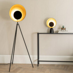 Valuelights Saffy Matt Black Metal Integrated Led Tripod Metallic Shade Floor Lamp - thumbnail 2