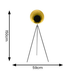Valuelights Saffy Matt Black Metal Integrated Led Tripod Metallic Shade Floor Lamp - thumbnail 4