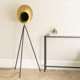 Valuelights Saffy Matt Black Metal Integrated Led Tripod Metallic Shade Floor Lamp