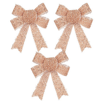 Tinsel Bows 3 Pack Christmas Decoration X Rose Gold - image 1