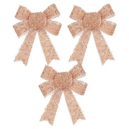 Tinsel Bows 3 Pack Christmas Decoration X Rose Gold