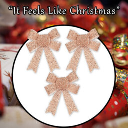 Tinsel Bows 3 Pack Christmas Decoration X Rose Gold - thumbnail 7