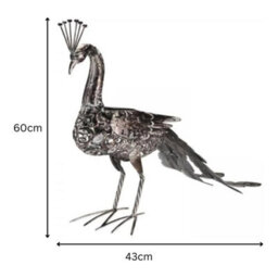 Marco Paul Solar Powered Light Up Peacock With Led Lights Copper Effect Metal Garden Animal Sculptures - thumbnail 3