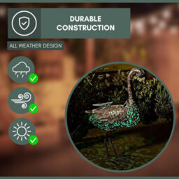 Marco Paul Solar Powered Light Up Peacock With Led Lights Copper Effect Metal Garden Animal Sculptures - thumbnail 7