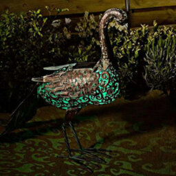 Marco Paul Solar Powered Light Up Peacock With Led Lights Copper Effect Metal Garden Animal Sculptures - thumbnail 2
