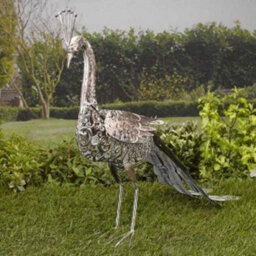 Marco Paul Solar Powered Light Up Peacock With Led Lights Copper Effect Metal Garden Animal Sculptures - thumbnail 1