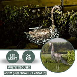 Marco Paul Solar Powered Light Up Peacock With Led Lights Copper Effect Metal Garden Animal Sculptures - thumbnail 6