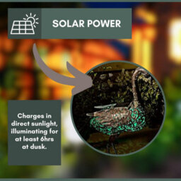 Marco Paul Solar Powered Light Up Peacock With Led Lights Copper Effect Metal Garden Animal Sculptures - thumbnail 5
