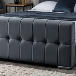 UKBEDFURNITURE Orlando Steel Plush Valvet Upholstered Bed Frame Only- Blackboard - 48 Inch Headboard - thumbnail 3