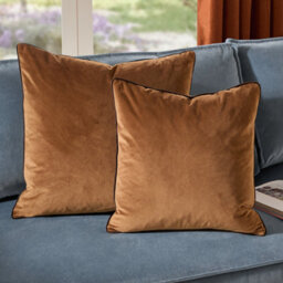 furn. Furn Meridian Velvet Polyester Filled Cushion, Caramel/chocolate, 45 X 45Cm - thumbnail 5