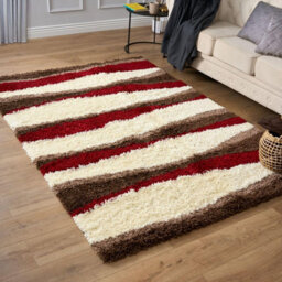 "Bravich Red Wave Geometric Shaggy Rug 160 X 230Cm (5'3"" X 7'7"")" - thumbnail 1