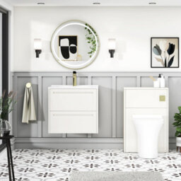 Royal Bathrooms Elmore 600mm Traditional Wall Hung 2 Drawer Cabinet Bathroom Vanity Unit With Ceramic Basin Sink - Classic White - thumbnail 4